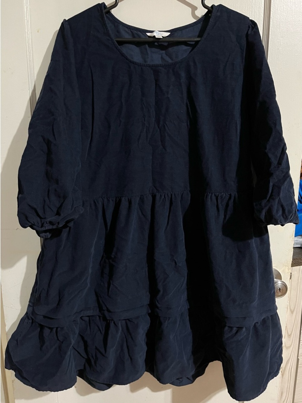 Time and Tru Navy Blue Long Sleeve Tiered Dress